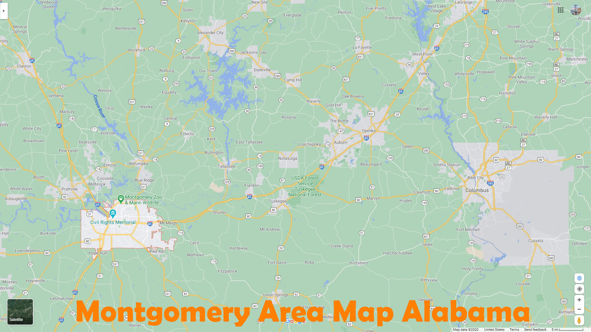 Montgomery Area Map Alabama